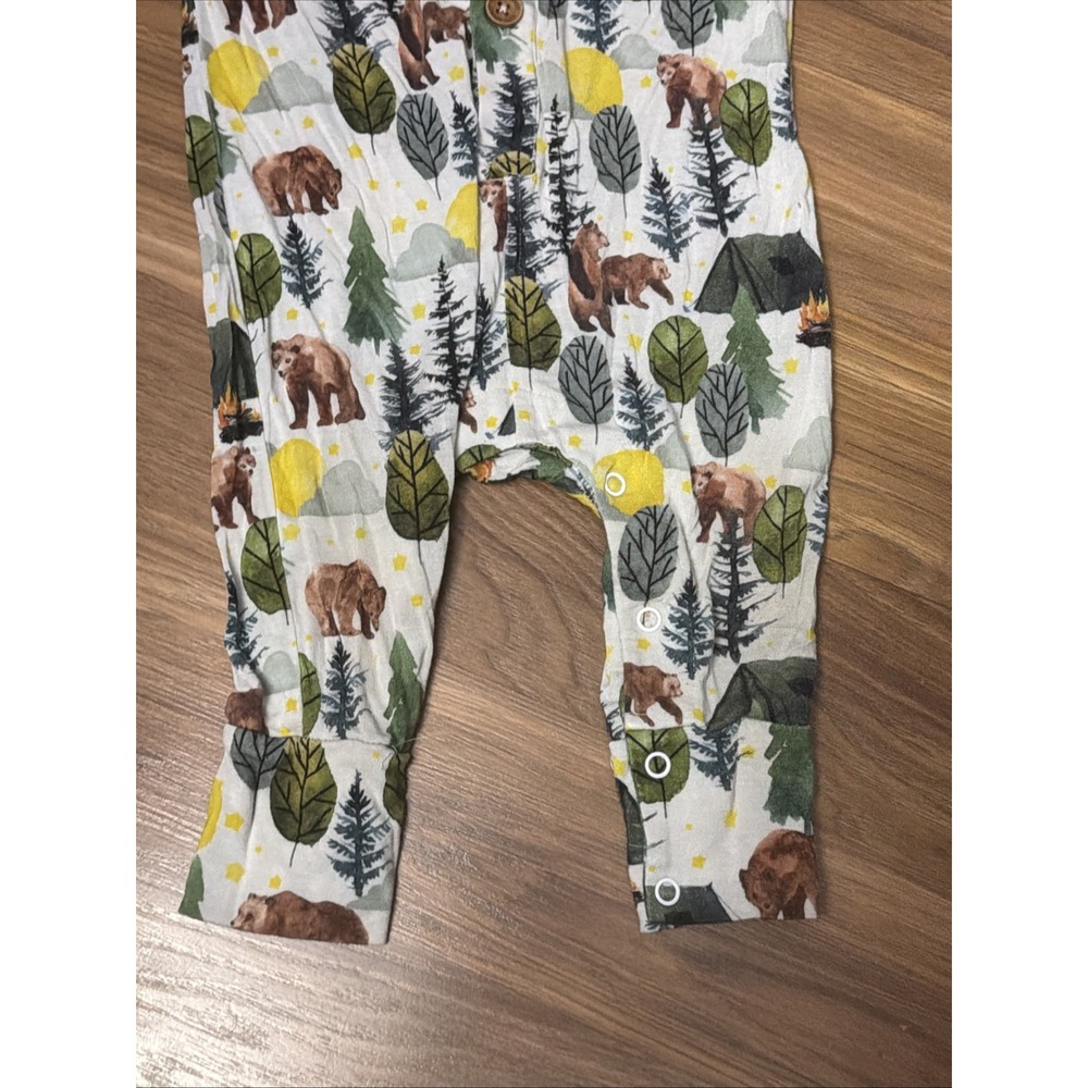 Posh Peanut Baby Boys 6-12 Months Woodland Animal Friends Bamboo Romper Outfit - Picture 3 of 5